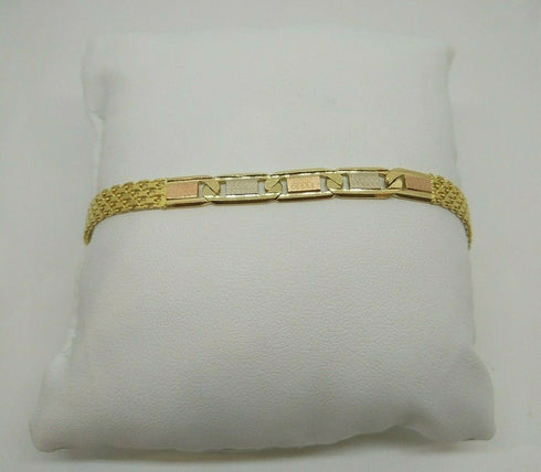 Bracciale Oro 18 kt semirigido catena 3 colori 22cm 14gr Solid 18k gold bracelet | Gioiellitosti.it